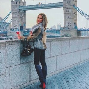 Helmut Lang $2495 Rabbit Fur Paneled Asymmetrical Leather Jacket / Fur coat